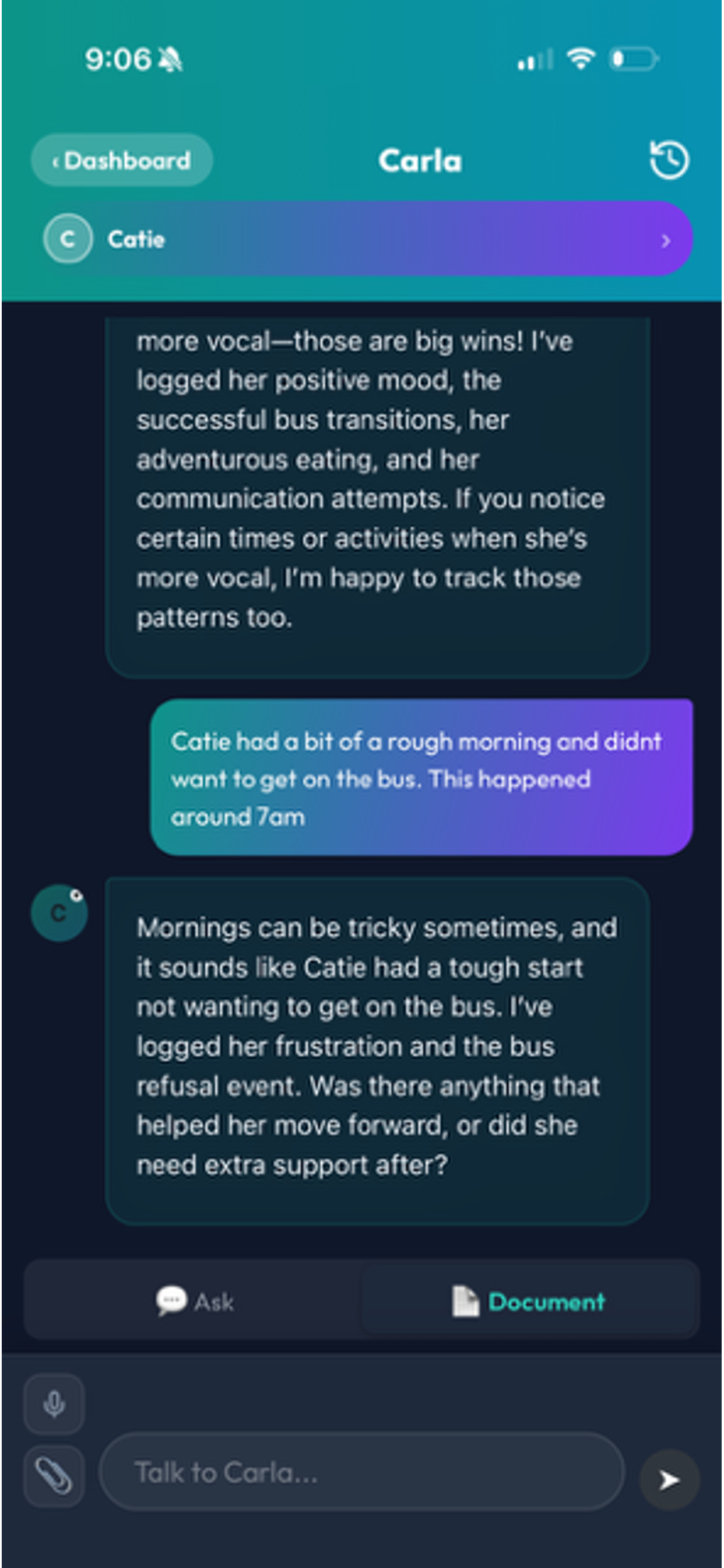 CARLA AI conversation